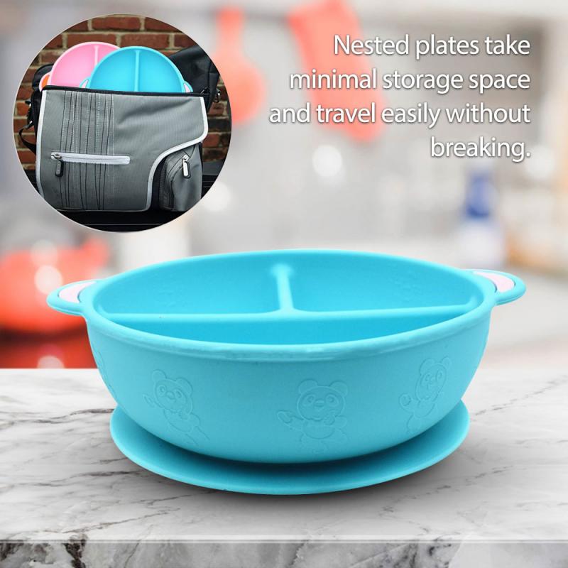 Baby Learning Dishes With Suction Cup Kids Safety Dinnerware Set Assist Bowl Temperature Sensing Spoon Tableware Training Bowl