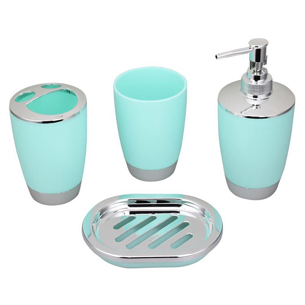 4Pcs/Set Bathroom Suit Set Bathing Accessories Goods Includes Soap Box Cup Toothbrush Holder Soap Dispenser Soap Dish Set