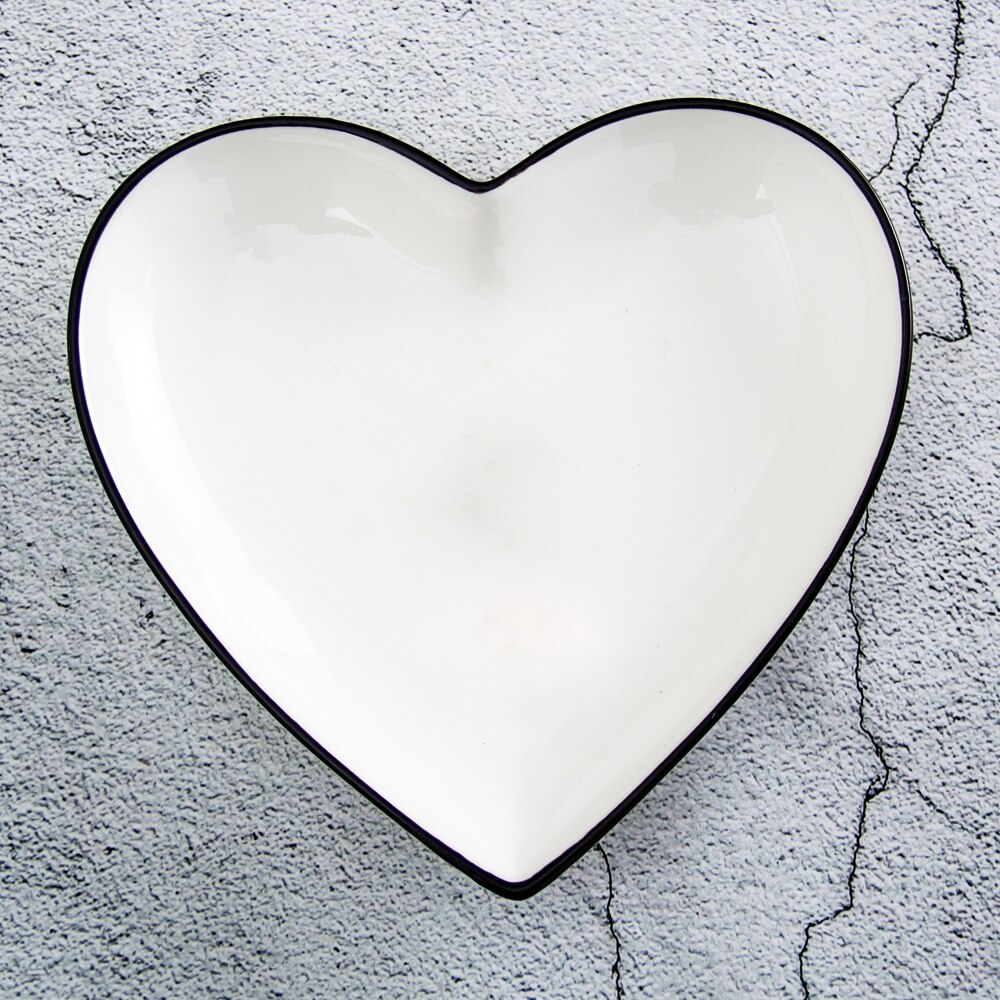 Nordeuropa Geschirr Herz Form Geschirr Keramik Teller Teller Porzellan Einhorn Dessert Platte Geschirr Kuchen Platte: 8.5 inch white