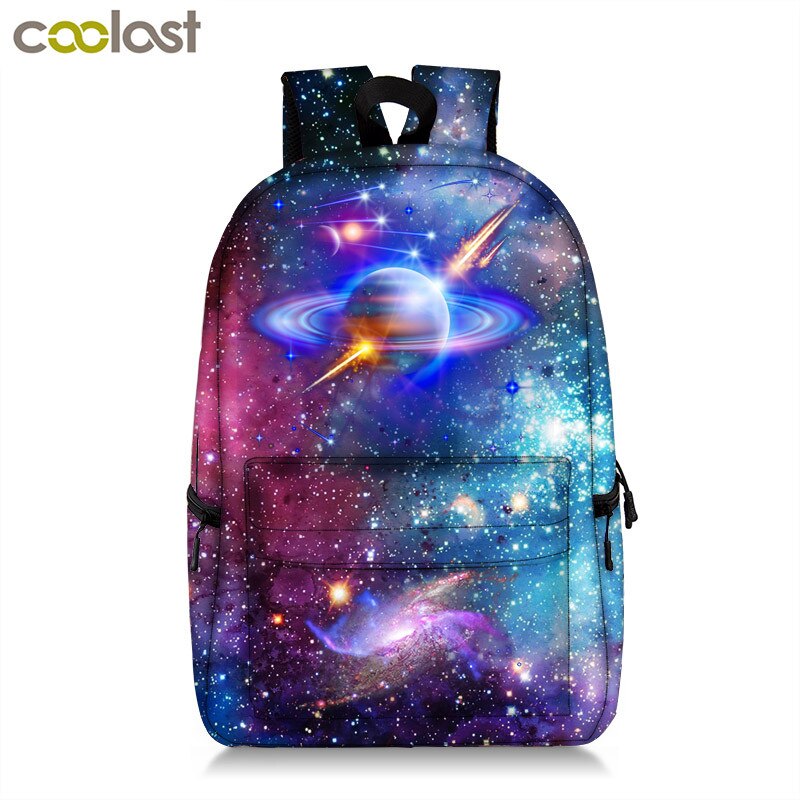 Galaxy ryggsekk for tenåringsjenter gutt univers planet planet veske college student skole ryggsekk bokveske kvinner menn reiseveske: 17 qyh 60