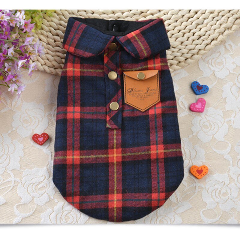 Pet Dog Soft Cotton Plaid Shirt Autumn Spring Warm Clothes for Small Dogs DC754