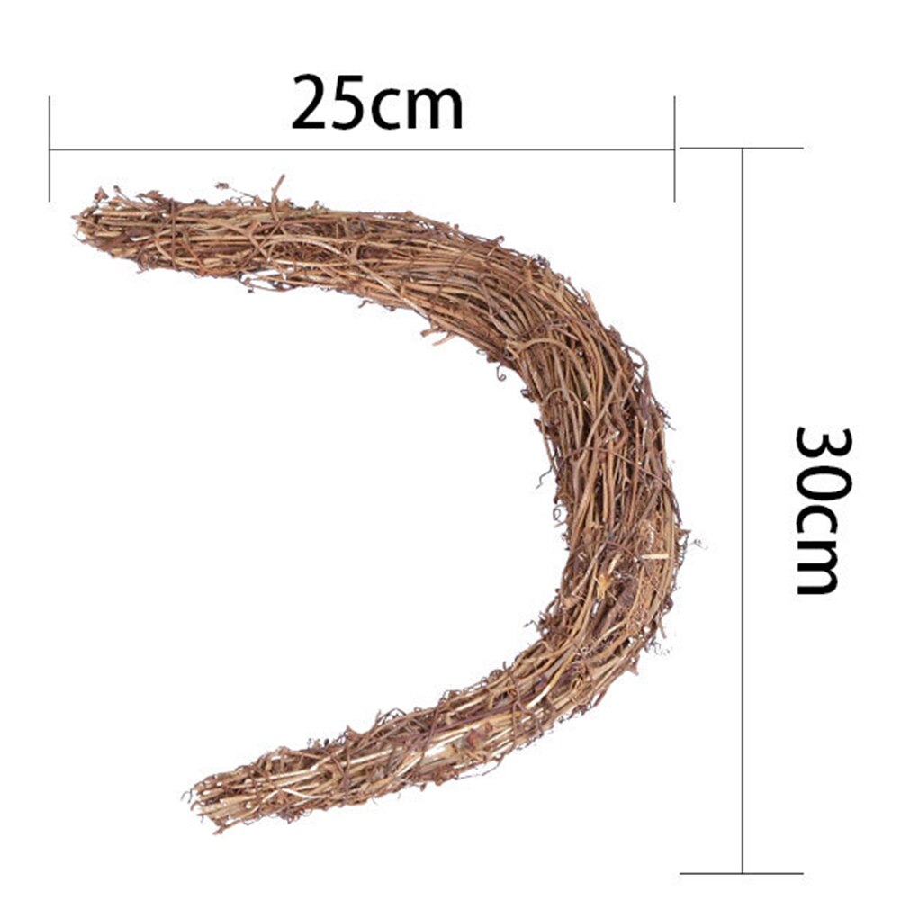 Natural Crescent Shape Rattan Wreath Base DIY Christmas Wreath Accessories for Easter Party Door Farmhouse Decoration
