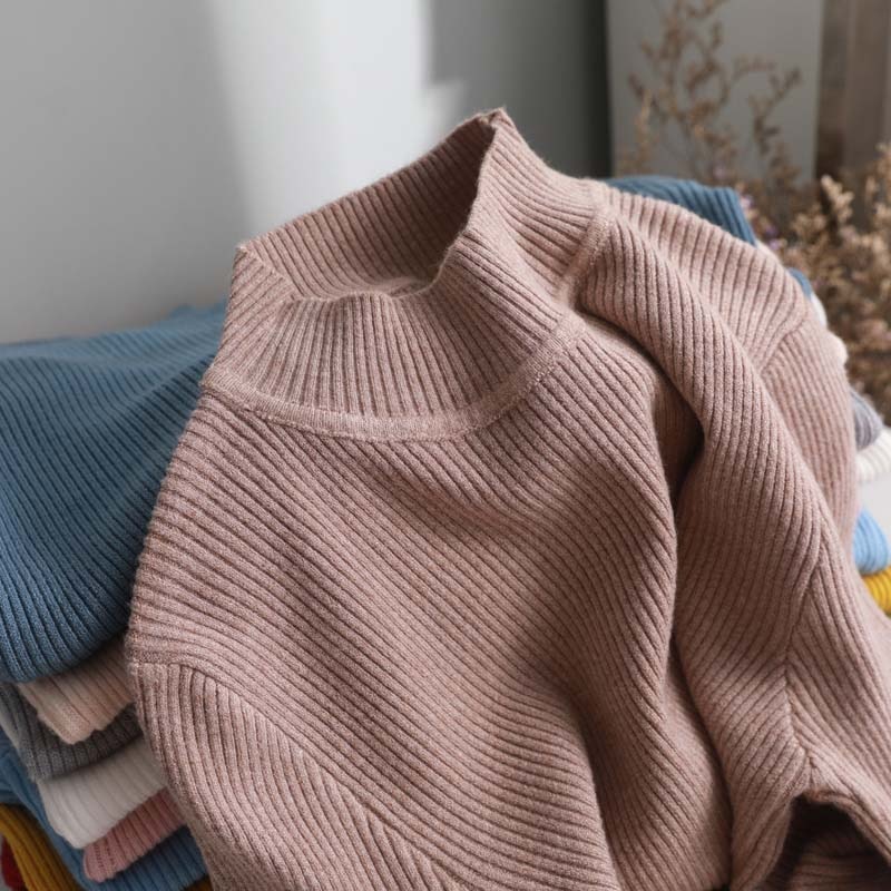 Hiver tricot pull pulls femmes à manches longues hauts col roulé tricoté pull Chic femme vêtements femme décontracté Streetwear: Kaki