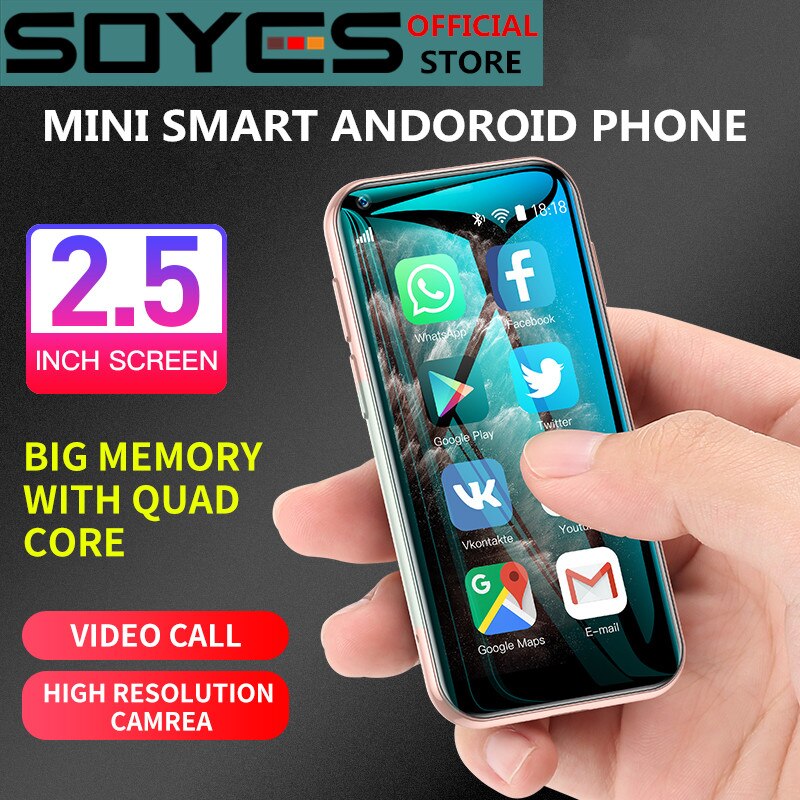 3G Mini Smart Android Phone SOYES XS11 WIFI GPS RAM 1GB ROM 8GB Quad Core Google Play Facebook Whatsapp Mobile Phone 2.5Inch