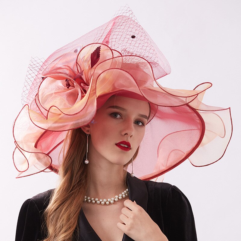 Bruidshoeden voor dames bruiloften bloemenhoeden organza chapeau de mariage bruidsjurk accessoires 4 kleuren: Nr . .3