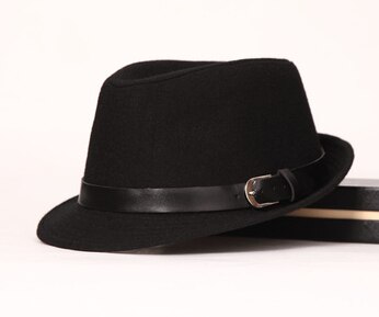 Fs klassinen syksy talvi miesten villahattu jazz fedora vyöllä naisten leveälierinen trilby musta harmaa ruskea huopasilinteri hatut herrasmies: Musta