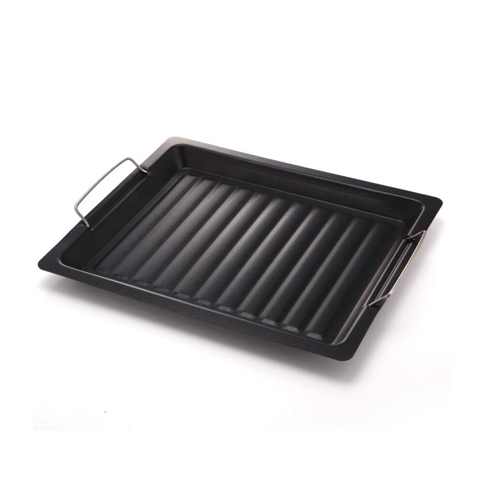 Stainless Steel Steak Frying Pan Korean Non-stick Frying Pan BBQ Grill Pan Cast Iron BBQ Plate Outdoor Charcoal Barbecue Plate