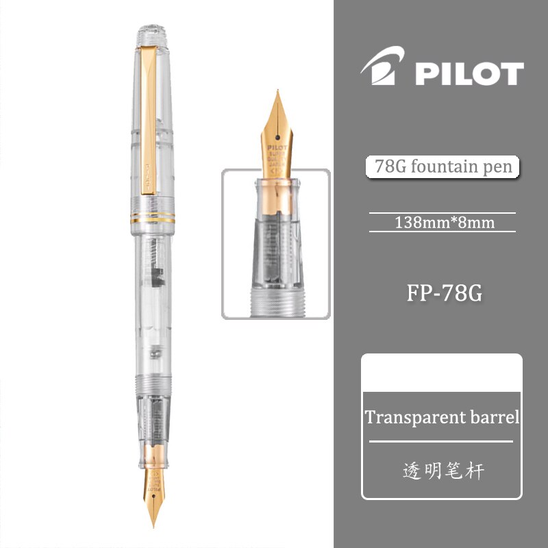 1 stk pilot fyldepen 78g+  f/m nib elev kalligrafi kunst kontor kontor skrive fyldepen: Gennemsigtig / Ef