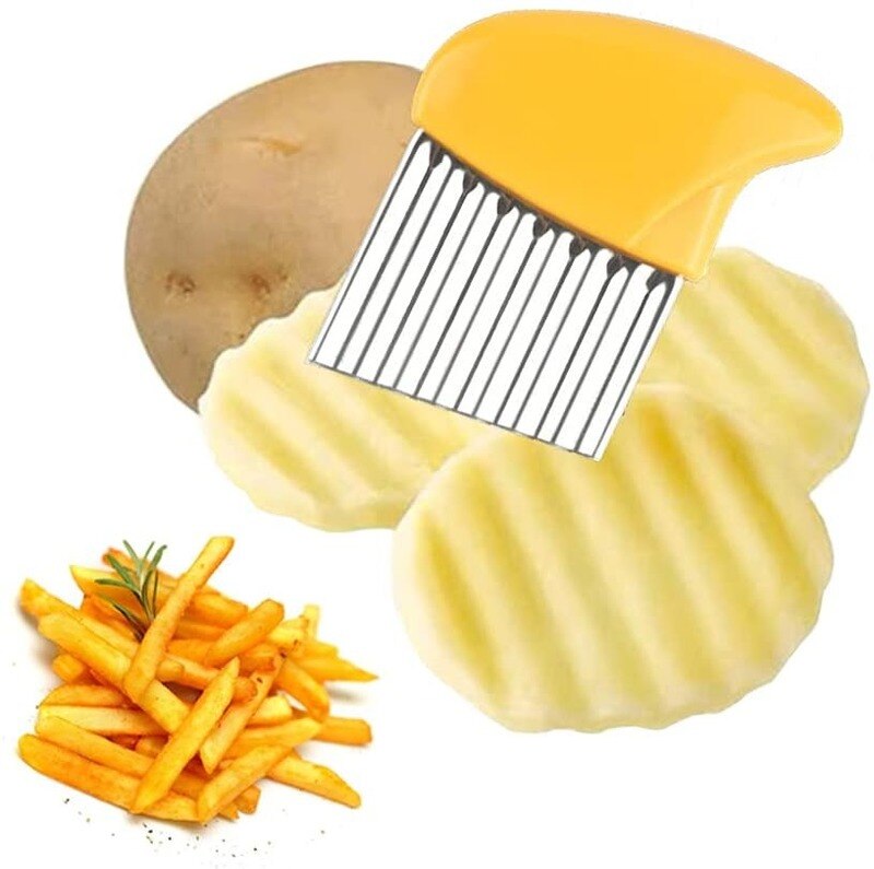 Kartoffeln Französisch Braten kräuseln Cutter Edelstahl Welle Cutter Küche Sicherheit Messer für freundlicher schneiden Obst Gemüse in Scheiben: Orange