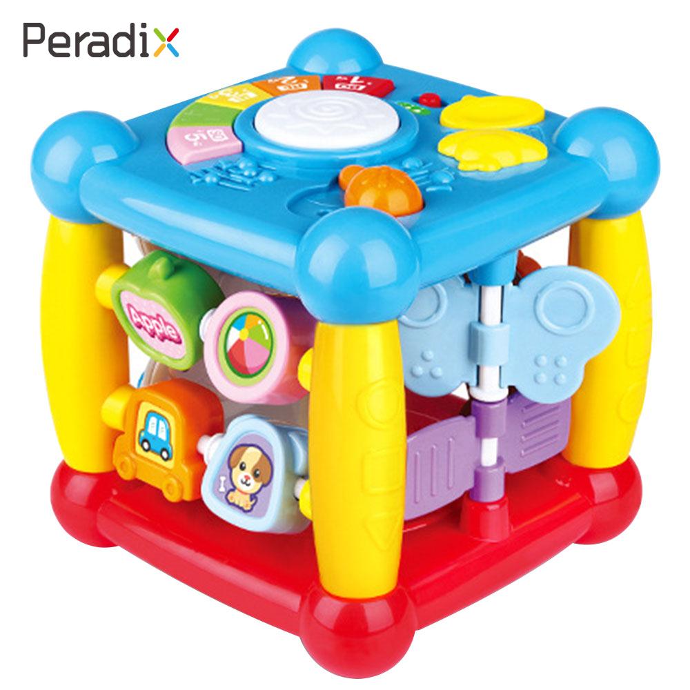 Baby Weisheit Haus Lichter Musik Box Beleuchtung Kindheit Pädagogisches Spielzeug Multifunktionale Cube Sechs-Seitige Musik