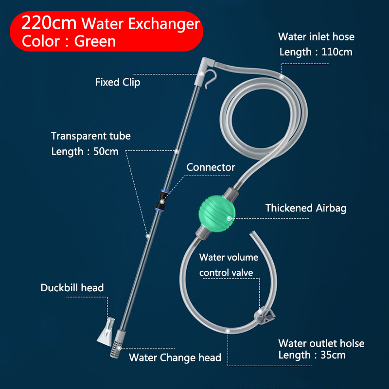 Changeur d'eau pour Aquarium, pompe à Air, outils de nettoyage, nettoyeur de gravier d'aquarium, pompe à Siphon sous vide avec buse de filtre: Violet
