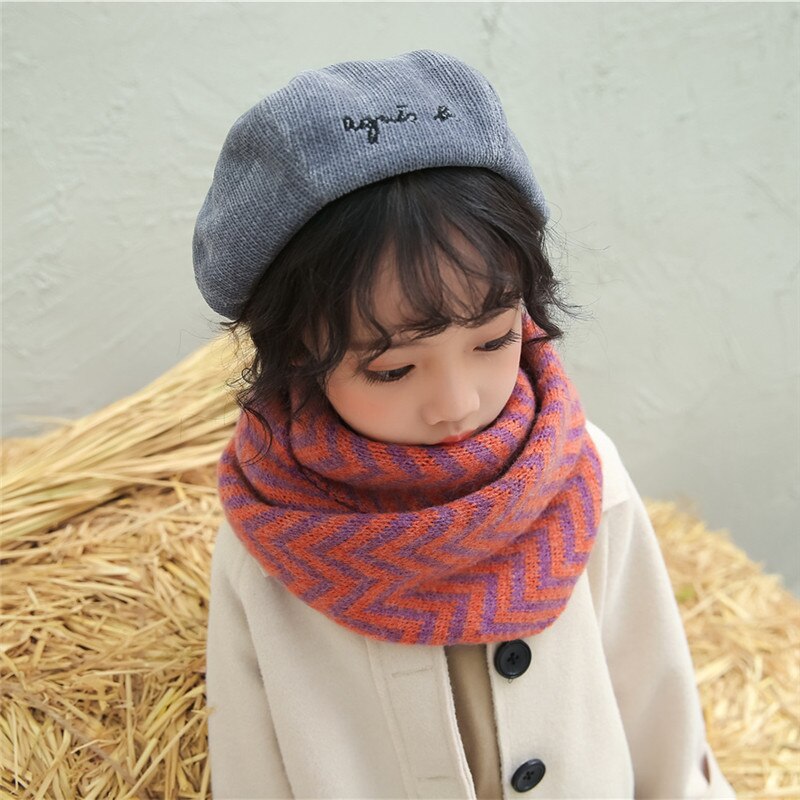 Baby autumn and winter children's scarf corrugated wool neck sleeve student scarf warm scarf