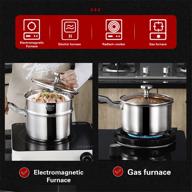 household office worker student cooking milk steaming pot induction cooker gas stove 304 stainless steel cooking milk pot