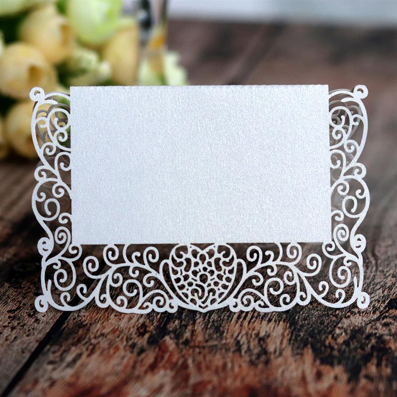 50 st bröllopsplatskort dekorativt ihåligt bordstältkort festnamnkort