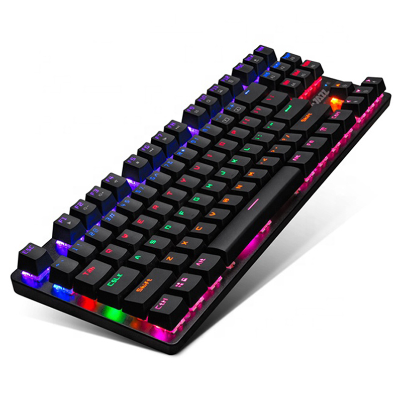 AJAZZ Robocop 87 Key Rainbow Backlight Gaming Mechanical Keyboard Ergonomic Anti-Ghosting 104 Key Wired Keyboard for PC Laptop: Black 87 Key / Blue Switch