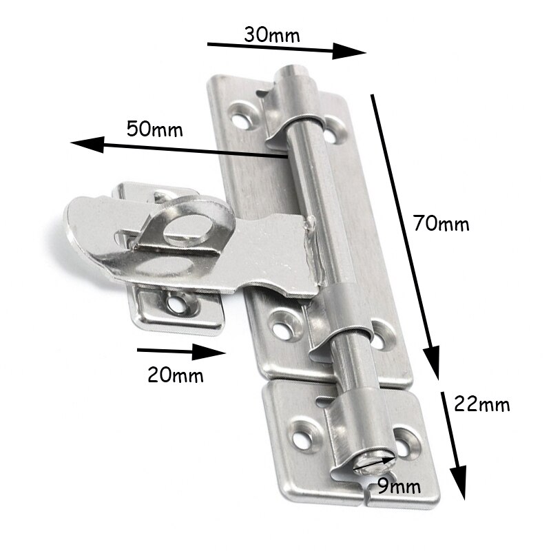4 Inch Hardware Door Lock Barrel Bolt Stainless Steel Latch Padlock Clasp Set Brushed Stainless Steel