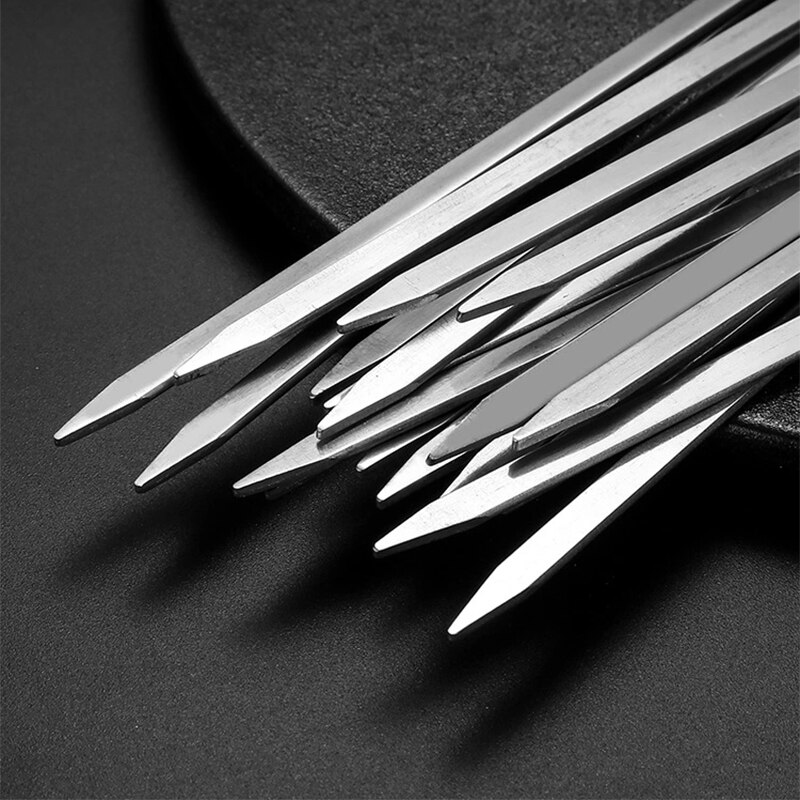 Pinchos de acero inoxidable reutilizables para barbacoa, 10 Uds., pinchos planos de acero inoxidable para barbacoa, pincho de acero inoxidable, aguja, palos para asado para , utensilios de cocina