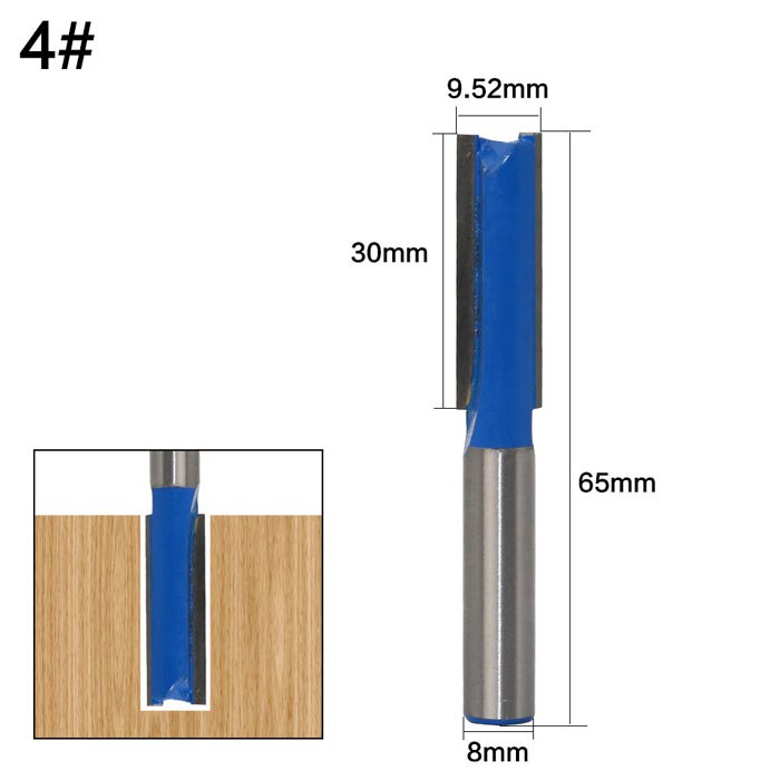 1pc 8mm Shank Straight Long Blade Flush Trim Wood Router Bit Industrial Grade Two Flute Woodworking Milling Cutter: NO 4