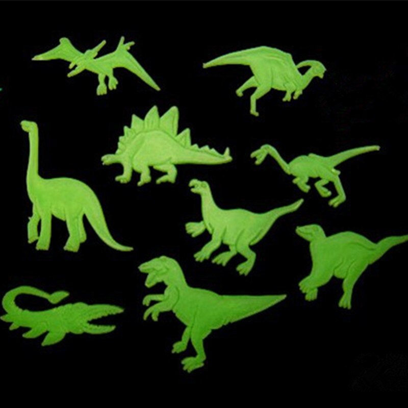 9/8Pcs Glow In The Dark Dinosaurus Lichtgevende Stickers Stereo 3D Tl Muurstickers Fun Sticker Voor Kids FBS889