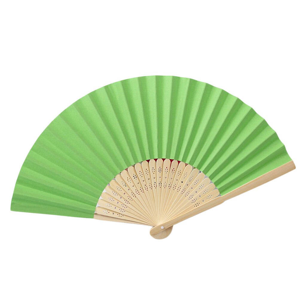 Éventail pliable en papier | Offre spéciale, motif d'été, danse, fête de mariage, dentelle, soie, tenue à main de couleur unie: Green