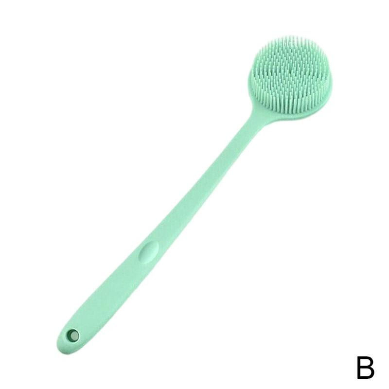 Multifunctional Silicone Bath Brush With Long Handle Long Handle Shower Body Scrub Brush Single-sided Back Rubbing For Bathing: Green