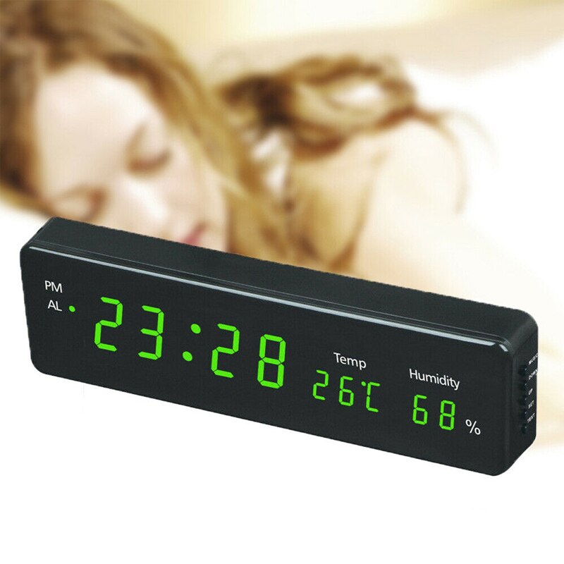 Dreamburgh Modern LED Display Alarm Clock Time Temperature Humidity Electronic Desktop Digital Table Clocks Home Decoration