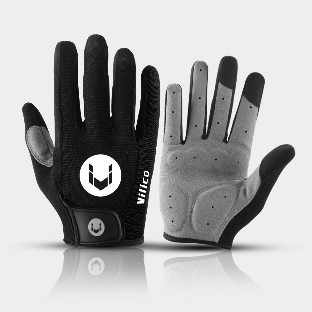 Kyncilor Sport Gloves MTB Bike Gloves Pad Full Finger Breathable Anti-shock Cycling Gloves Road Bike Gloves: XL / black