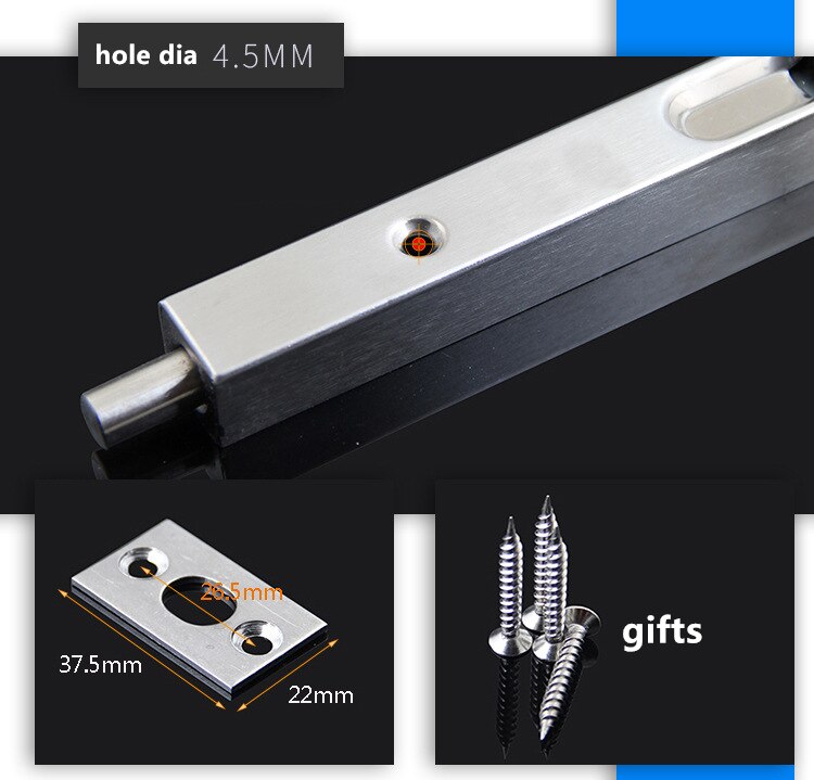 304 stainless steel door latch Lock Bolt Latches Barrel Home Gate Safety Hardware hidden concealed latch