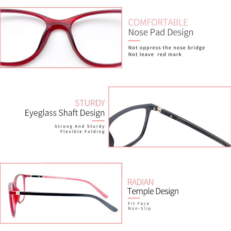 LUCIDIE Ladies Square Glasses Frames for Women TR90 Frame Optical Men Eyewear Computer Glasses