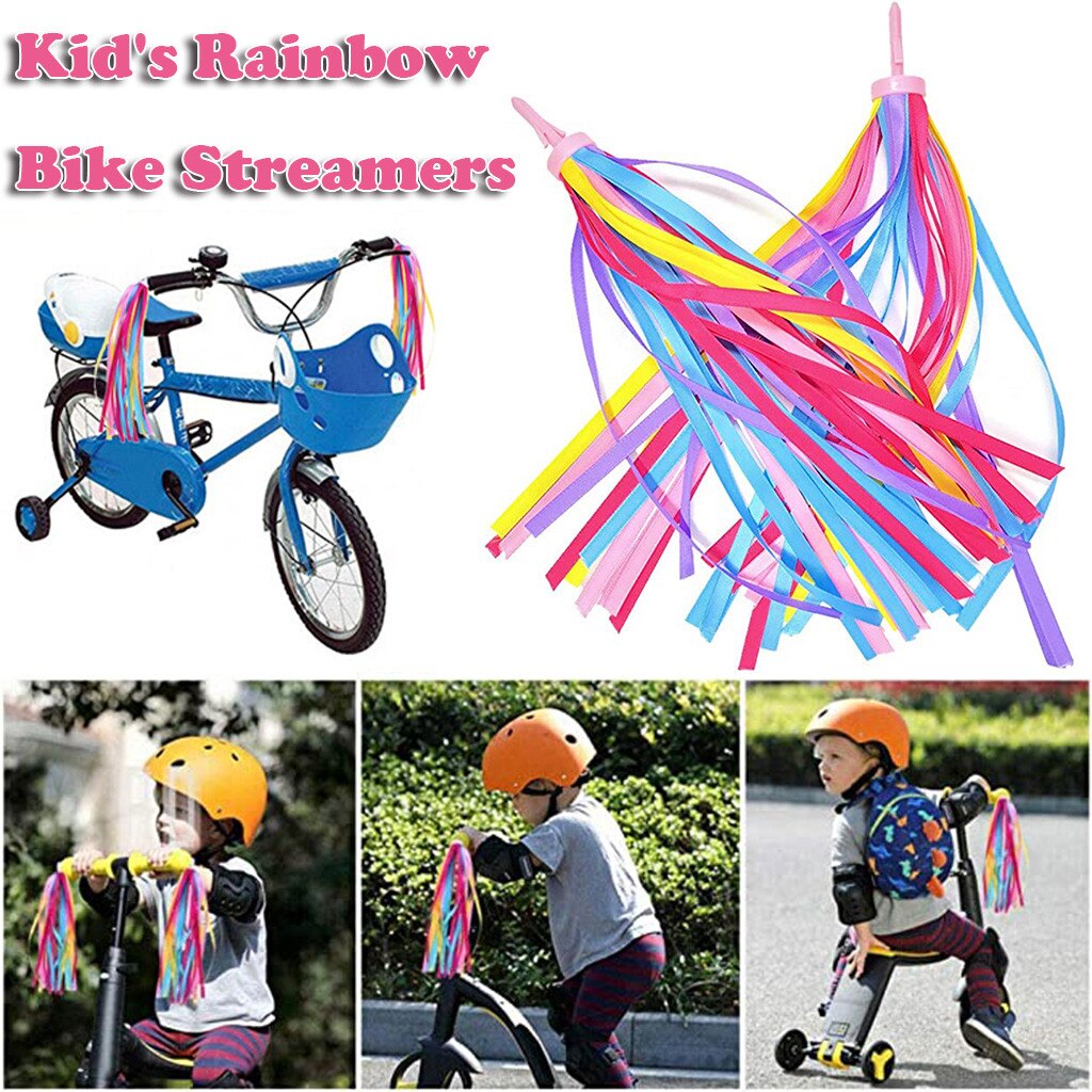 1 Paar Kid 'S Rainbow Stuur Streamers Kids Kleurrijke Streamers Fiets Stuur Streamers Kwastje Linten Accessoires #0820y30