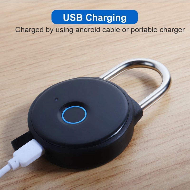 -Fingerprint Padlock Smart Bluetooth Phone APP Lock Security Door Lock Outdoor Door Padlock Line