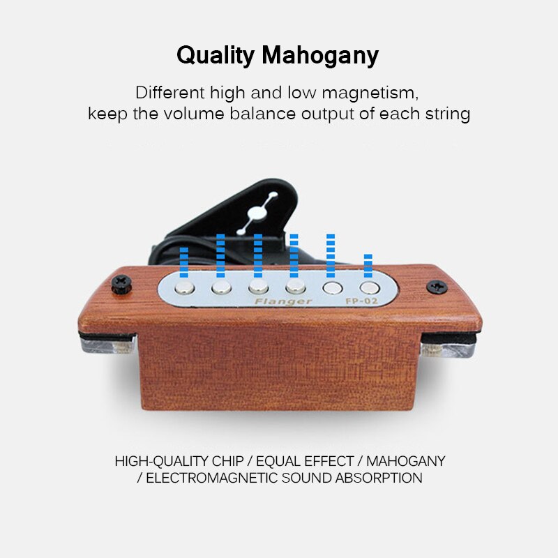 Flanger Akoestische Folk Hout Guitar Sound Hole Pickup Magnetische Guitarra Pickups Voor 39 "/40"/41 "/42" Gitaar Accessoires FP-02