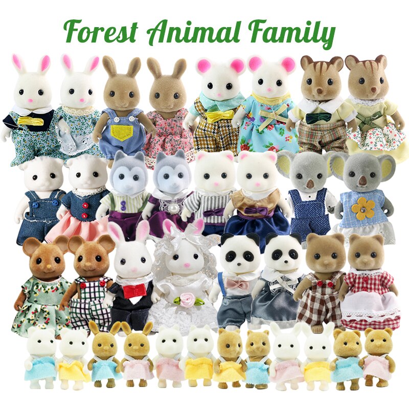 1/12 Forest Animal Family Wing Christmas House Ice Cream Bread Flower Fruit Shop Bunny Dollhouse Girl Play House Toy