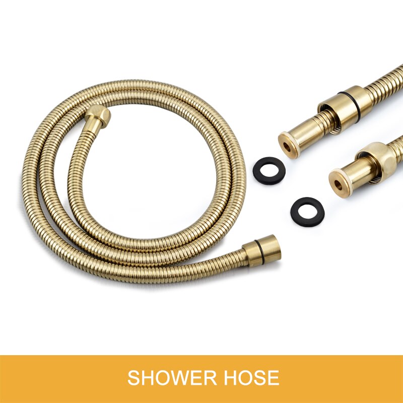 Messing Wandmontage Badkamer Douchekraan Set Vierkante Douchekop Mengkranen Handdouche Hoofd Borstel Goud In Muur Badkamer kranen: Shower hose only