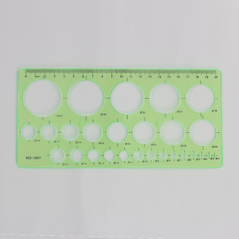 1 pcs Geometry Template Ruler Stencil Drawing Measuring Tool Green Plastic Student Lab Stationery Ruler School Supplies: 1807