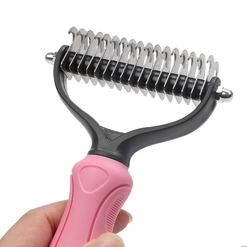 Pet Safe Dematting Comb Cat Dog Hair Removal Grooming Shedding Tools Fur Trimming Deshedding Brush Double Sided Long Curly