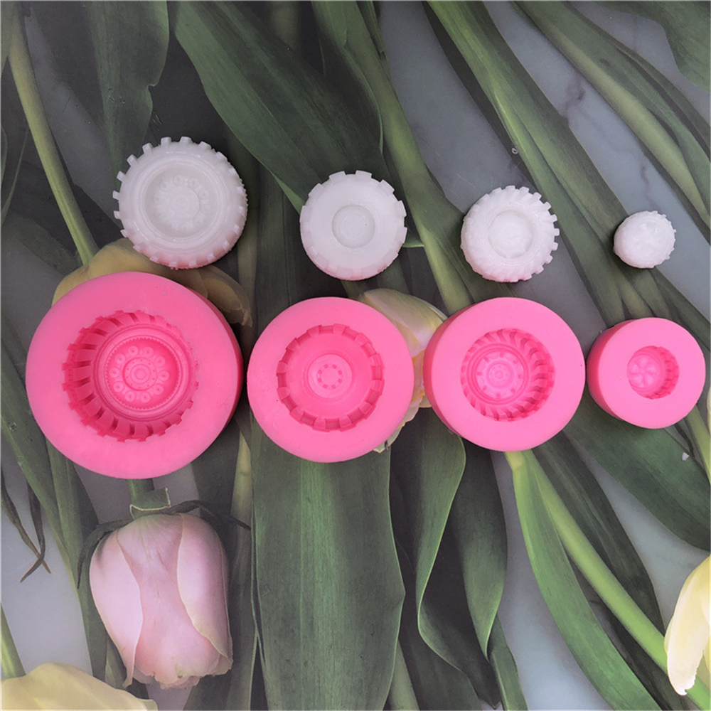 4 Pcs Car Tires Shaped Silicone Fondant Cake Decorating Mold Chocolate Molds Baking Tools Kitchen Accessories