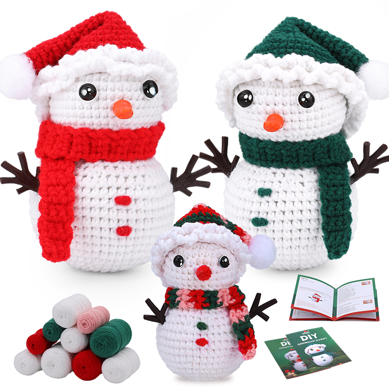 MIUSIE Kit de iniciación de ganchillo navideño, kit completo de tejido artesanal con hilos de ganchos de ganchillo, tutoriales de vídeo para de bricolaje: Chocolate