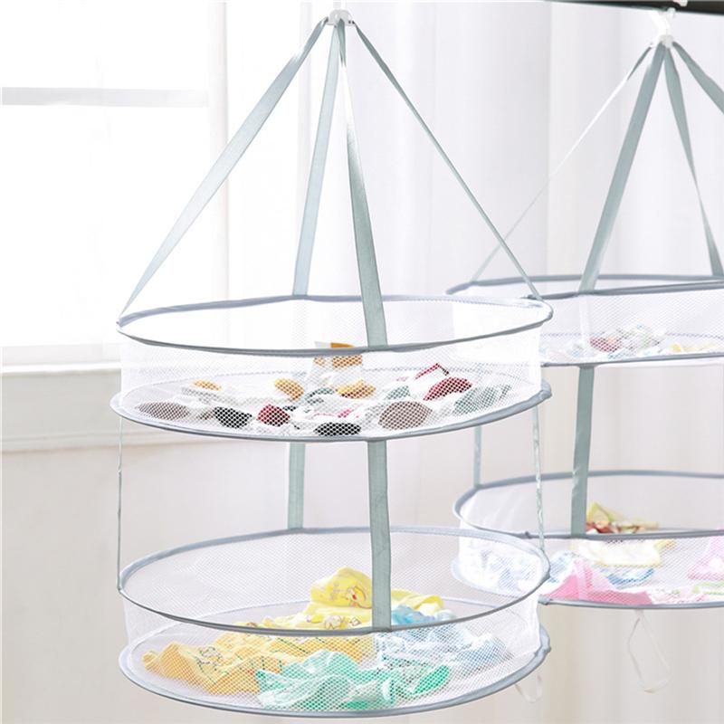 Ubrania suszenie netto dwuwarstwowe ubrania wiszące ubrania netto suszenie kosz składane spinacze robić prania