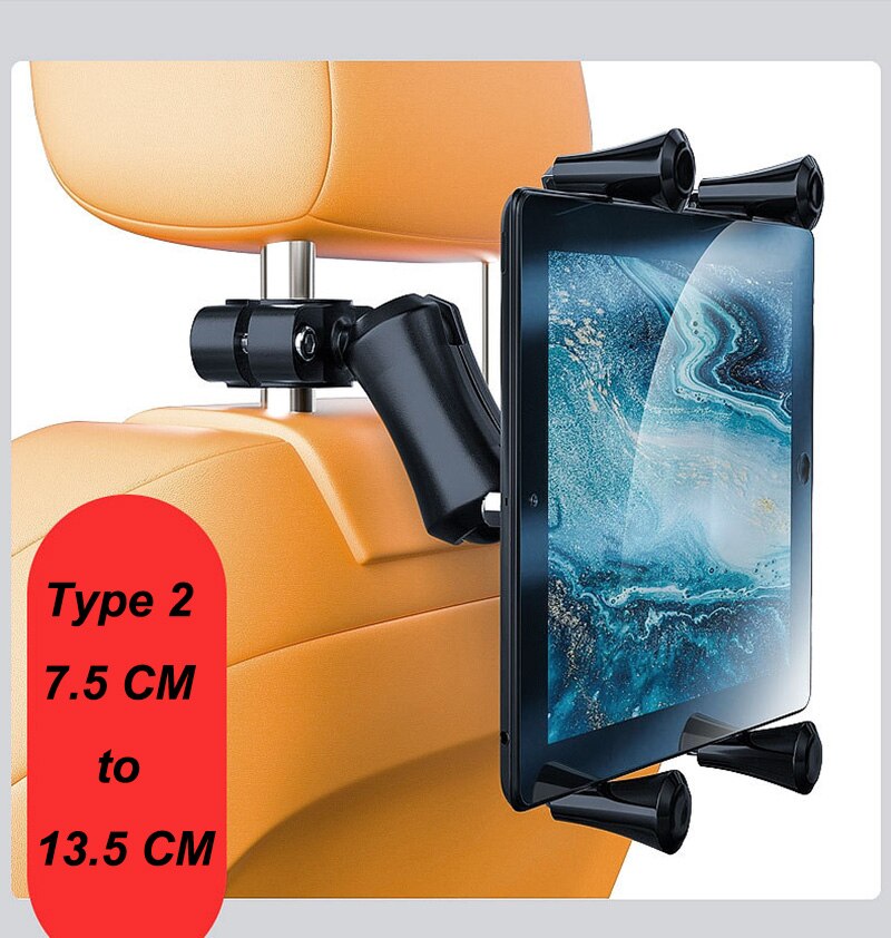Vmonv nieuwste tablet autohouder voor ipad air mini 2 3 4 pro 12.9 achterbank hoofdsteun telefoonstandaard voor 4-13 inch mobiele telefoon houder: 7.5 to 13.5cm- model