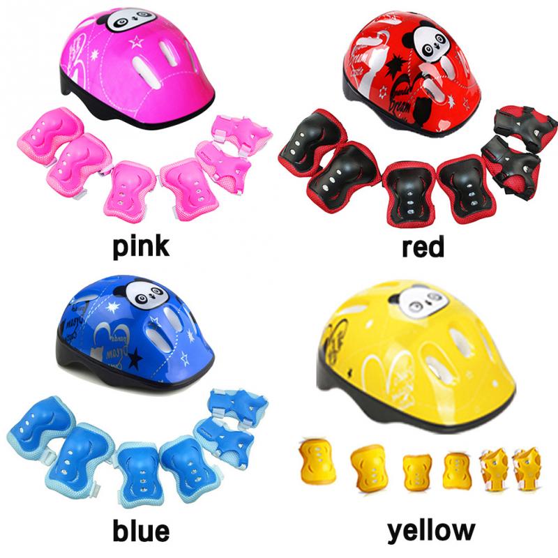 Elleboog Sport Outdoor Fietsen Helm Protector Set Rolschaatsen Rijden Pols Knie Veiligheid Verstelbare 7 Stks/set Safeguard Voor Kids