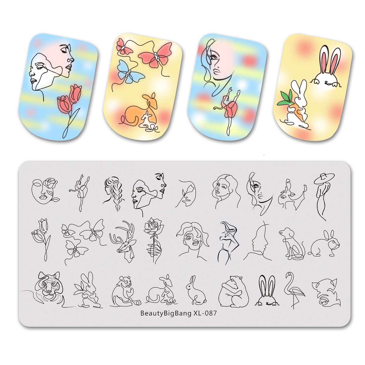 BeautyBigbang Nail Stamping Plates Cute Swan Cat Lips Heart Sweet Pattern Nail Art Stamps Template XL-104: 87