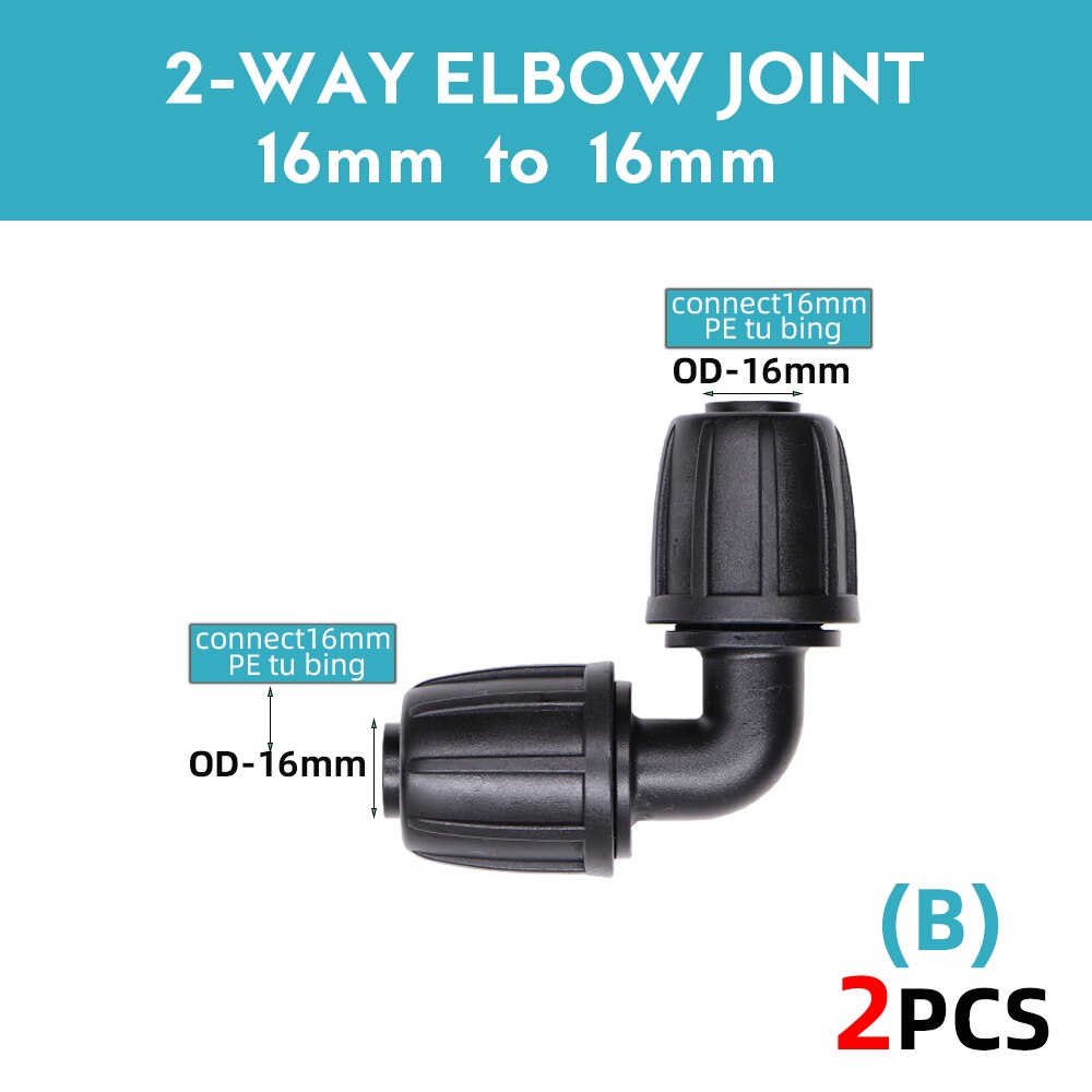 16mm PE Tubing Garden Water Connector to 8/11mm 4/7mm 3/5mm Reduce Tee Coupling Adapter Equal Shut Off End Plug Irrigation: B-2PCS