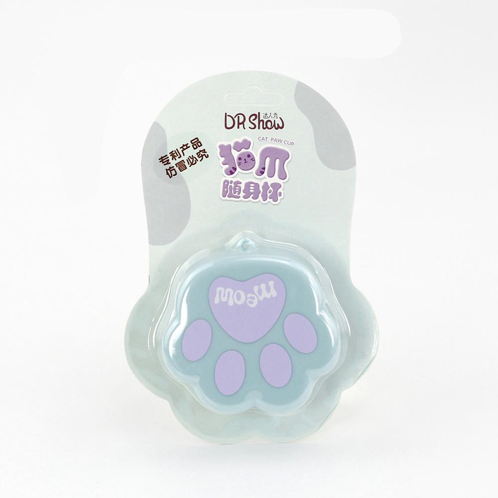 Portátil retráctil taza plegable adorable garra de gato taza de viaje de Camping escalada jugo de leche taza de té de la pata de gato taza plegable: Blue