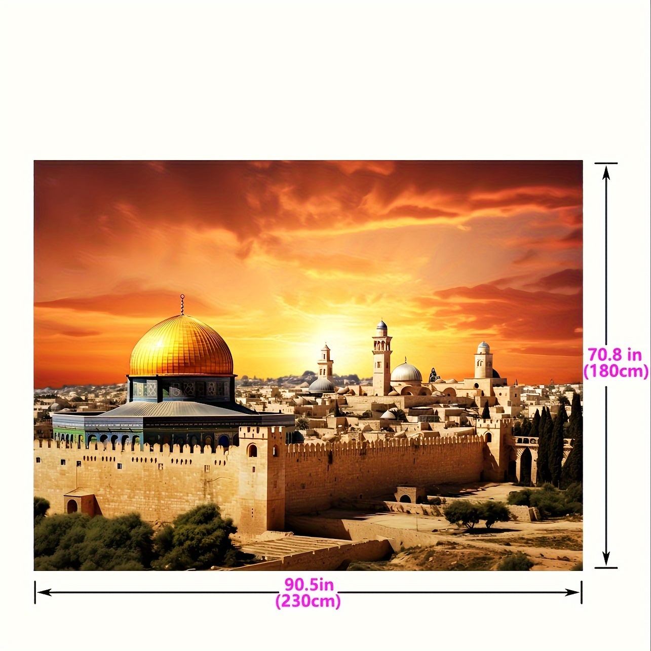 1 piece of Jerusalem background, Bethlehem photography background, sunset dome rock background, party room decoration banner