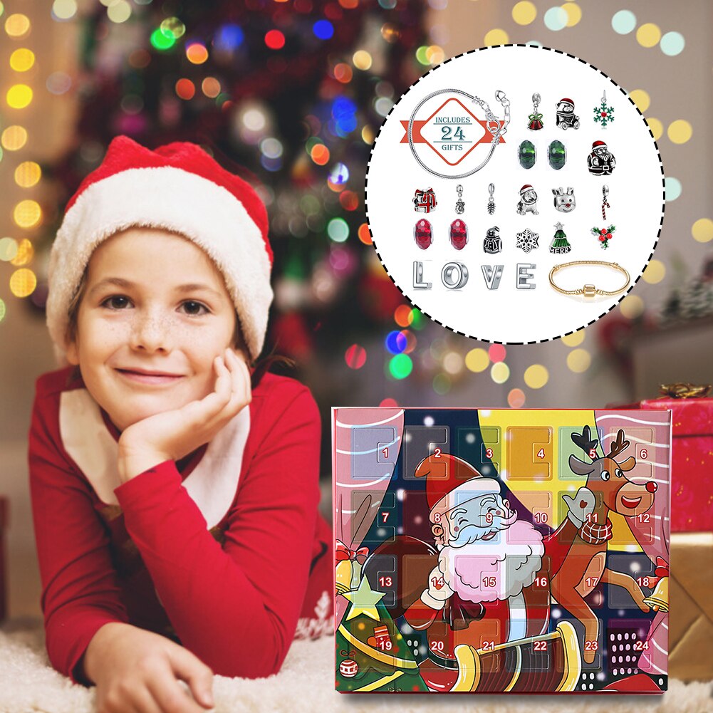 Schneemann Weihnachten Advent Kalender Frauen Mädchen Schmuck DIY Countdown-Kalender 24 Tage Reize Mit Armbinde einstellen freundlicher Überlegene