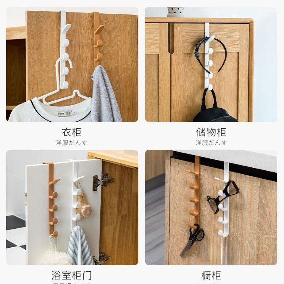 Colgador de puerta para dormitorio, estante para colgar ropa sobre la puerta, ganchos de organización de almacenamiento para el hogar de plástico, soporte para monedero para rieles de bolsos
