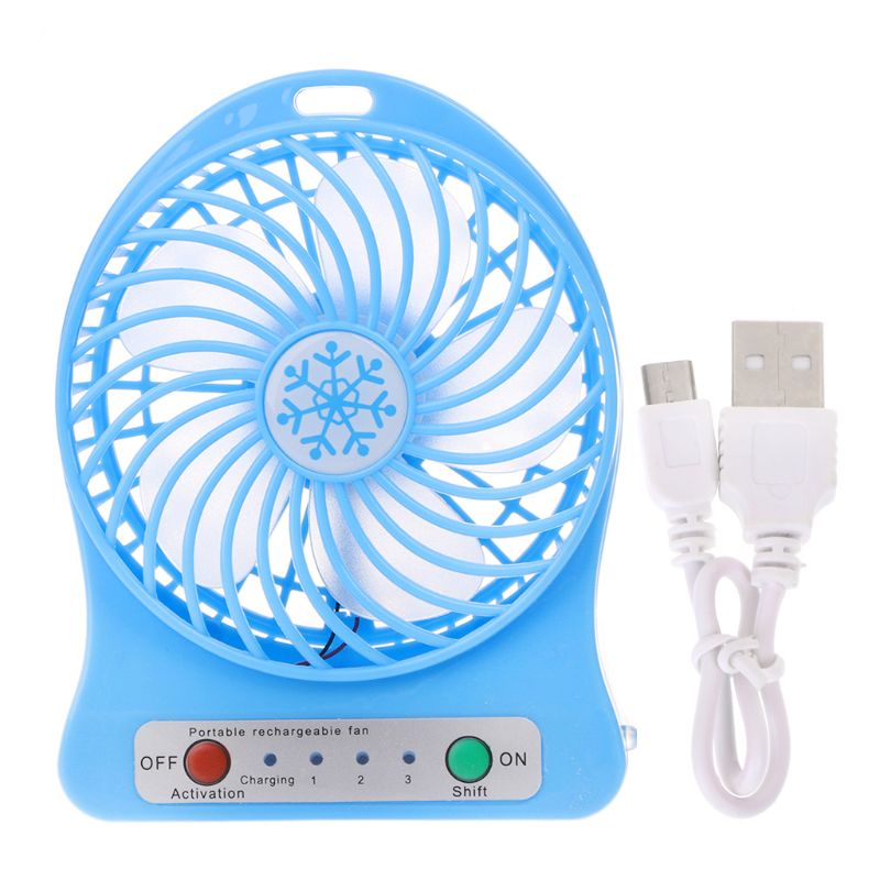 Bärbar led ljus fläkt luftkylare mini skrivbord usb fläkt tredje vind usb fläkt: Blå