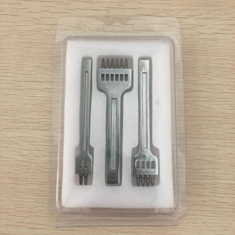 3pcs Leather Prong Punch Tool Set 4mm 2/4/6 Holes Steel Row Circular Cut Round Hole DIY Diamond Lacing Stitching D15 21