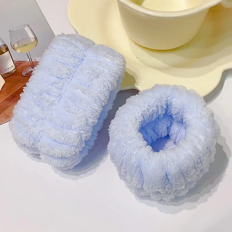 Muñequera de microfibra para lavado de muñeca, toalla, muñequera, Scrunchies para lavarse la cara, muñequera absorbente, diadema para mujer: YELLOW